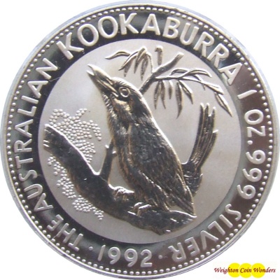 1992 Silver 1oz KOOKABURRA - Click Image to Close